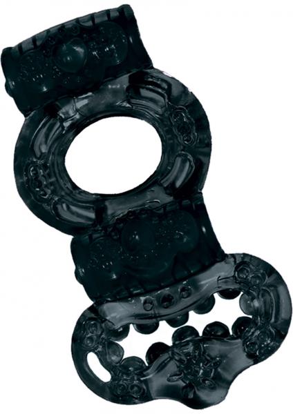 Double Power Cock and Balls Ring - Black
