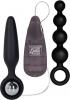 Booty Call Booty Vibro Kit Silicone Remote Control Anal Probes Black 2Each