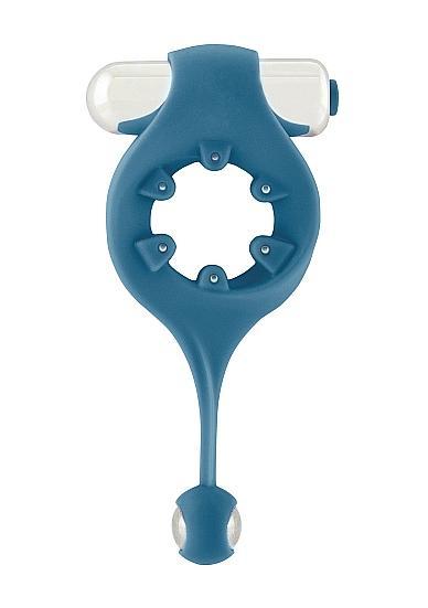 Infinity Vibrating Cock Ring With Dangling Ball Blue