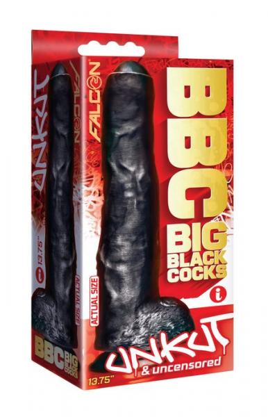 Uncut Black Dildo - Big Black Cock Uncut Realistic Dildo 13.75 inches Dildo-IB52