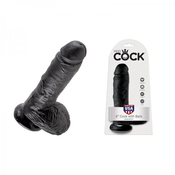 King Cock - 8in Cock W/ Balls Black