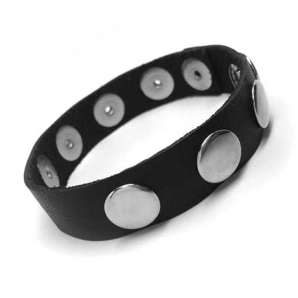 Rock Solid Adjustable Leather 5 Snap Cock Ring (black)